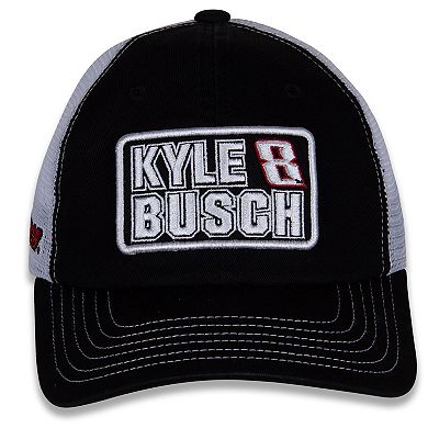 Women's Checkered Flag Sports Black/White Kyle Busch Name & Number Patch Adjustable Hat