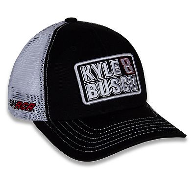 Women's Checkered Flag Sports Black/White Kyle Busch Name & Number Patch Adjustable Hat