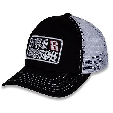 Women's Checkered Flag Sports Black/White Kyle Busch Name & Number Patch Adjustable Hat