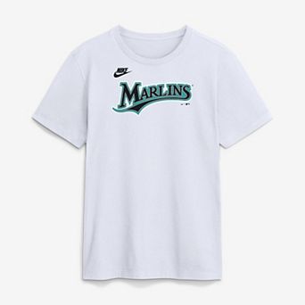 Men's Nike White Florida Marlins Cooperstown Collection Wordmark T-Shirt
