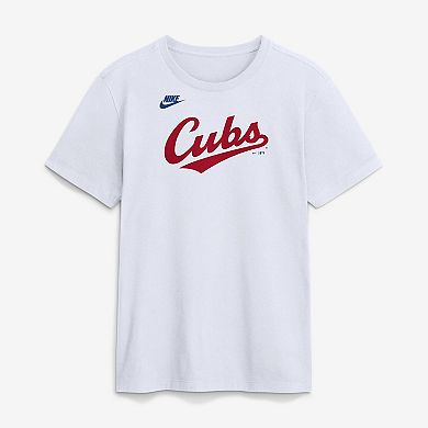 Men's Nike White Chicago Cubs Cooperstown Collection Wordmark T-Shirt
