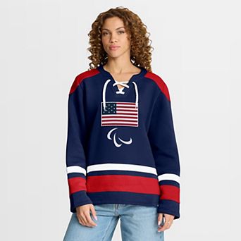 Women's Fanatics Navy U.S. Paralympics Icing Lace-Up Sweatshirt