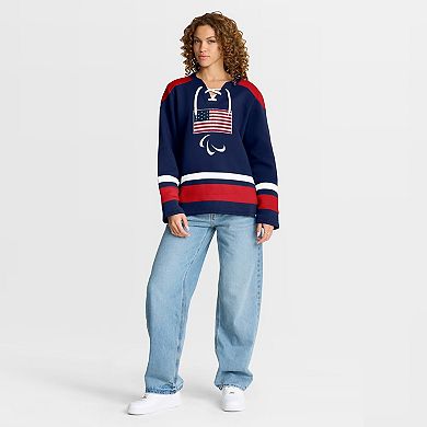 Women's Fanatics Navy U.S. Paralympics Icing Lace-Up Sweatshirt