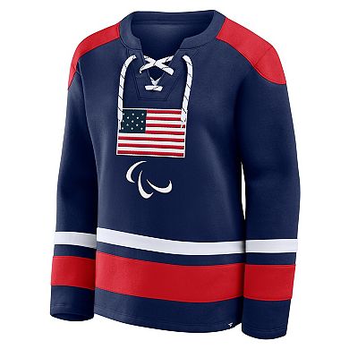 Women's Fanatics Navy U.S. Paralympics Icing Lace-Up Sweatshirt