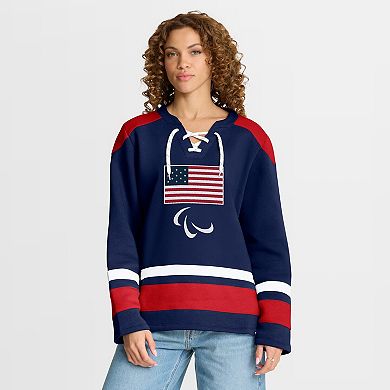 Women's Fanatics Navy U.S. Paralympics Icing Lace-Up Sweatshirt
