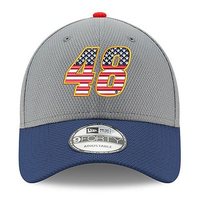 Men's New Era Gray/Navy Alex Bowman Salute 9FORTY Adjustable Hat