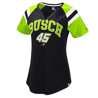 Women's Starter Black/Green Kurt Busch Game On Notch V-Neck T-Shirt