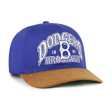 Men's '47 Royal/Brown Brooklyn Dodgers Cooperstown Break Wood Suede Hitch Adjustable Hat