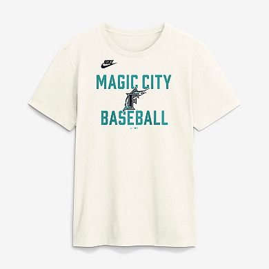 Men's Nike Cream Florida Marlins Cooperstown Collection 70s Inspired T-Shirt