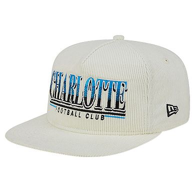 Men's New Era White Charlotte FC Throwback Corduroy Golfer Adjustable Hat