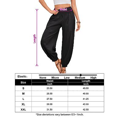 Women's Harem Pants Trousers Casual Elastic High Waist Palazzo Harem Pants with Pockets