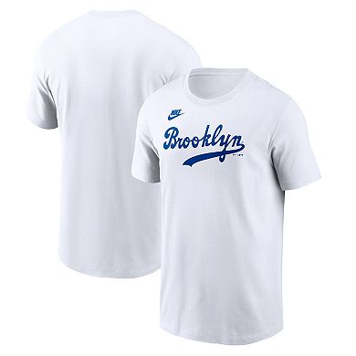 Men's Nike White Brooklyn Dodgers Cooperstown Collection Wordmark T-Shirt