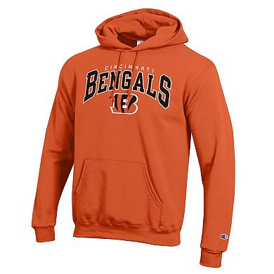 Men's Champion Orange Cincinnati Bengals Powerblend Arch over Logo Hoodie