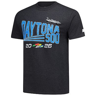 Men's Starter Heather Black NASCAR 2026 Daytona 500 Prime Time T-Shirt