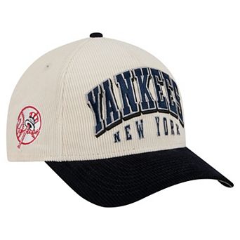 Men's New Era Cream/Navy New York Yankees Sided Corduroy 9FORTY A-Frame Adjustable Hat