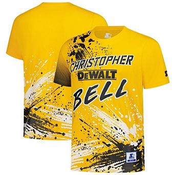 Men's Starter Yellow Christopher Bell Touchdown Extreme T-Shirt