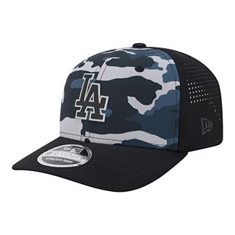 Men's New Era Black Los Angeles Dodgers Tonal Camo 9SEVENTY Stretch-Snap Hat