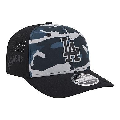 Men's New Era Black Los Angeles Dodgers Tonal Camo 9SEVENTY Stretch-Snap Hat