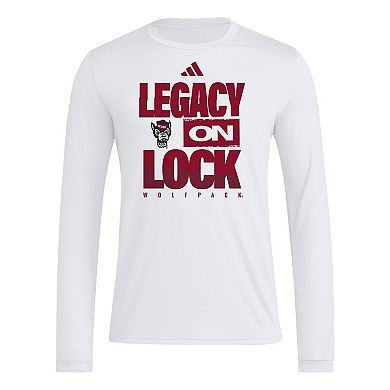 Men's adidas White NC State Wolfpack Legacy On Lock Pregame Long Sleeve T-Shirt