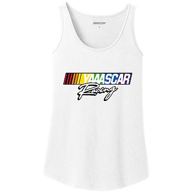 Women's Checkered Flag Sports White NASCAR Logo Pride Tank Top
