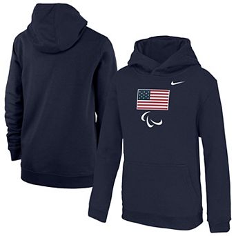 Youth Nike Navy U.S. Paralympics Primary Club Fleece Hoodie