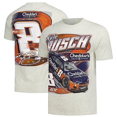 Men's Classic Ink Oatmeal Kyle Busch Cheddar's Flash 2-Spot T-Shirt