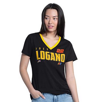 Women's G-III 4Her by Carl Banks Black Joey Logano Best Team V-Neck T-Shirt