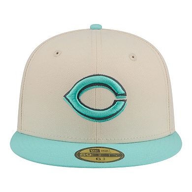 Men's New Era Light Beige/Turquoise Cincinnati Reds Two-Tone Color Pack 59FIFTY Fitted Hat