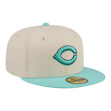 Men's New Era Light Beige/Turquoise Cincinnati Reds Two-Tone Color Pack 59FIFTY Fitted Hat