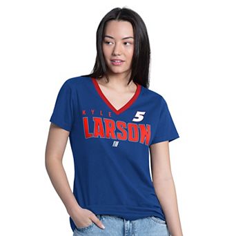 Women's G-III 4Her by Carl Banks Blue Kyle Larson Best Team V-Neck T-Shirt