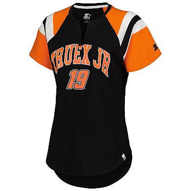 Women's Starter Black/Orange Martin Truex Jr Game On V-Neck T-Shirt