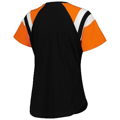 Women's Starter Black/Orange Martin Truex Jr Game On V-Neck T-Shirt