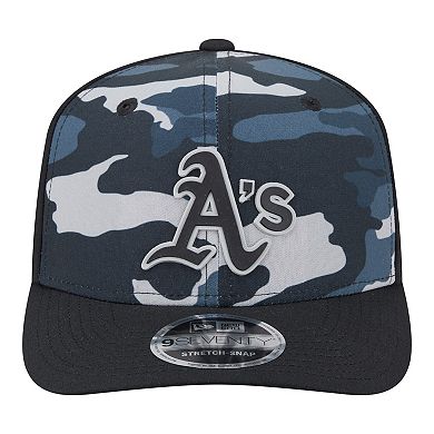 Men's New Era Black Athletics Tonal Camo 9SEVENTY Stretch-Snap Hat
