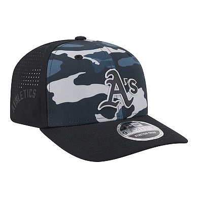 Men's New Era Black Athletics Tonal Camo 9SEVENTY Stretch-Snap Hat