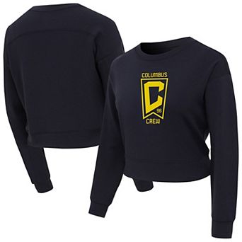 Women's Concepts Sport Black Columbus Crew Tri-Blend Darby Knit Long Sleeve Crop Top