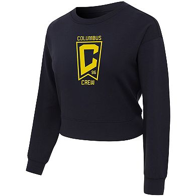 Women's Concepts Sport Black Columbus Crew Tri-Blend Darby Knit Long Sleeve Crop Top