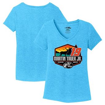 Women's Joe Gibbs Racing Team Collection Teal Martin Truex Jr Tri-Blend V-Neck T-Shirt