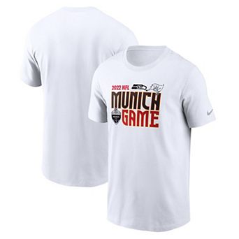 Men's Nike White Seattle Seahawks vs. Tampa Bay Buccaneers Essential Munich Game T-Shirt