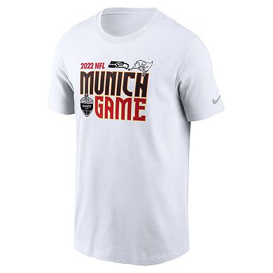 Men's Nike White Seattle Seahawks vs. Tampa Bay Buccaneers Essential Munich Game T-Shirt