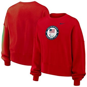 Women's Nike Red U.S. Paralympics Oversized Phoenix Fleece Sweatshirt