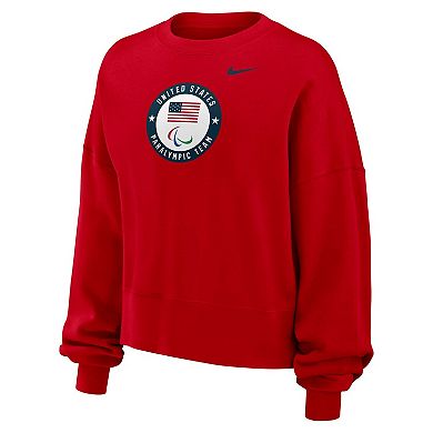 Women's Nike Red U.S. Paralympics Oversized Phoenix Fleece Sweatshirt