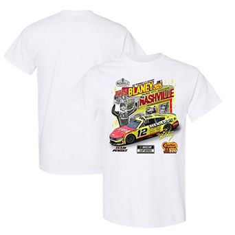 Men's Checkered Flag Sports White Ryan Blaney 2025 Cracker Barrel 400 Race Winner T-Shirt