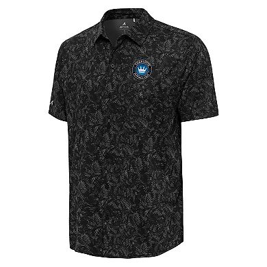 Men's Antigua Black Charlotte FC Lush Woven Button-Up Top