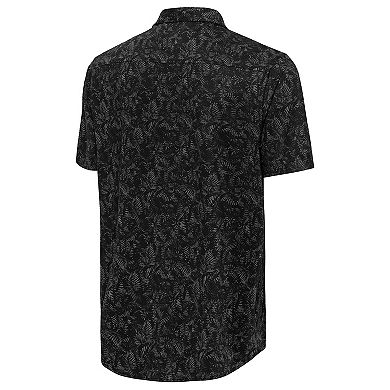 Men's Antigua Black Charlotte FC Lush Woven Button-Up Top