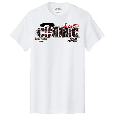Men's Team Penske White Austin Cindric Discount Tire #2 Car T-Shirt