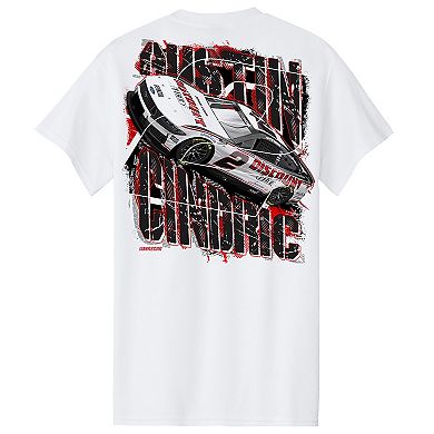 Men's Team Penske White Austin Cindric Discount Tire #2 Car T-Shirt