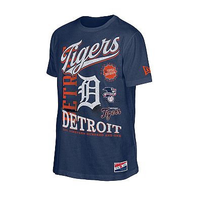 Men's New Era Navy Detroit Tigers Oversized Throwback Distressed T-Shirt