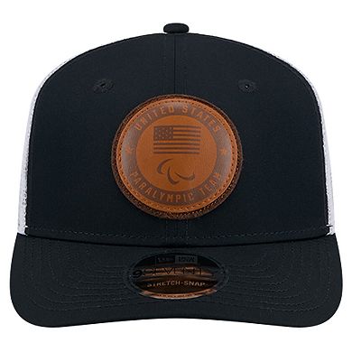 Men's New Era Navy U.S. Paralympics Leather Patch 9SEVENTY Stretch Snap Adjustable Hat