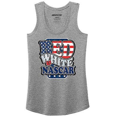 Women's NASCAR Heather Gray Patriotic Racer Back Tri-Blend Tank Top