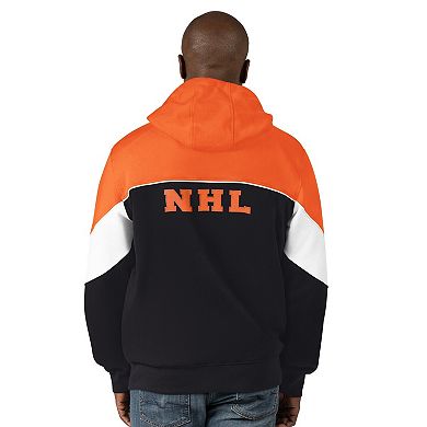 Men's Starter Orange/Black NHL Power Forward Full-Zip Hoodie